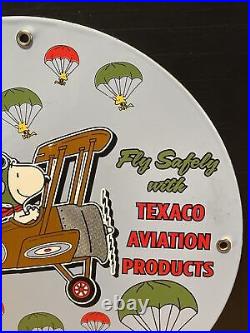 56 Vintage''texaco Aviation'' Gas & Oil Pump Plate 12 Inches Porcelain Sign
