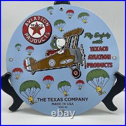 56 Vintage''texaco Aviation'' Gas & Oil Pump Plate 12 Inches Porcelain Sign USA