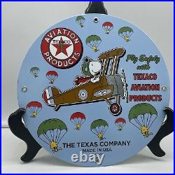 56 Vintage''texaco Aviation'' Gas & Oil Pump Plate 12 Inches Porcelain Sign USA