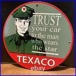 62 Vintage Style''texaco'' Gas & Oil Pump Plate 12 Inches Porcelain Sign