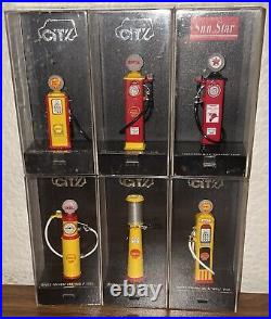 (6) CITY Vintage SHELL/ TEXACO 1/43 Miniature Model Diecast Fuel Gas Pumps