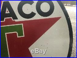 6 Foot 6' Texaco Gasoline Gas Pump Can Automobile Double Sided Porcelain Sign