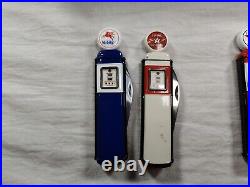 6 Franklin Mint Gas Pump Collector Knifes withDisplay Case Texaco Mobilgas, Etc