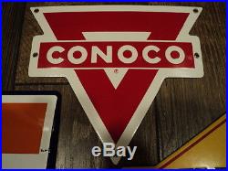 6 Sign Lot Original Gas Pump Porcelain Signs Shell Texaco Gulf Conoco Sunoco