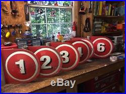 6 Texaco Double Sided Numbered Gas Pump Flanged Signs