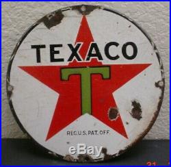 8 Inch Texaco Pump Plate Porcelain Sign Real Deal Original Old Gas Oil