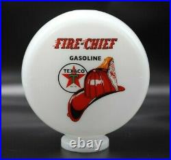 8 Milk Glass TEXACO FIRE CHIEF Mini Gas Pump Globe