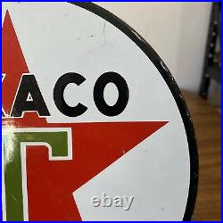 Antique 1952 Texaco Consignee Gas Pump Porcelain Enamel Sign Antique