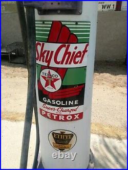 Antique Boyle Dayton Visible Gas Pump Texaco Sky chief Glass Cylinder Gas Oil