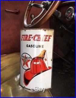 Antique Texaco Fire Chief Visible Gas Pump Porcelain Sign Plate Convex c. 1940's