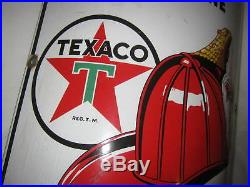 Antique USA 1940 Texaco Fire Chief Porcelain Sign Gas Oil Pump Station Art Tool