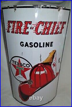 Antique USA 1942 Texaco Fire Chief Porcelain Art Sign Gas Oil Pump Auto Station