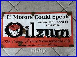 Antique style porcelain look Oilzum oil dealer service gas station pump sign