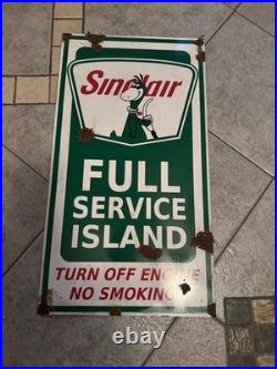 Antique style porcelain look Sinclair Dino Dealer Gas Pump Fill Service Sign