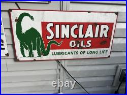 Antique style porcelain look Sinclair Dino Dealer Gas Pump Fill Service Sign