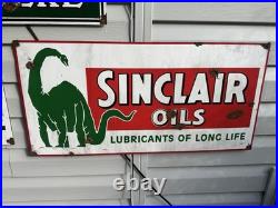 Antique style porcelain look Sinclair Dino Dealer Gas Pump Fill Service Sign