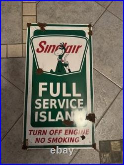 Antique style porcelain look Sinclair Dino Dealer Gas Pump Fill Service Sign
