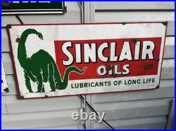 Antique style porcelain look Sinclair Dino Dealer Gas Pump Fill Service Sign