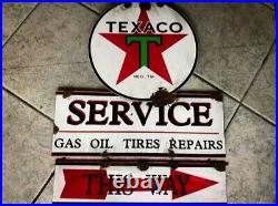 Antique style-porcelain look Texaco oil service station gas pump sign set Nice