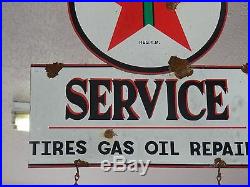 Antique style vintage porcelain look Texaco dealer service gas pump sign set