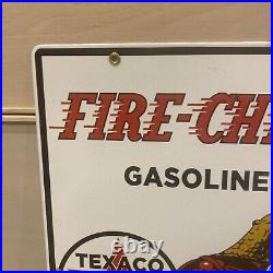 Authentic 1990 Texaco Fire Chief Porcelain Gas Pump Plate Sign 18 x 12 Original