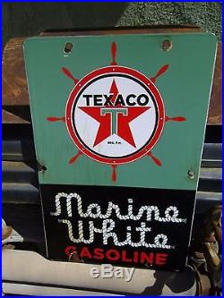 Auto U. S. A. Texaco Marine Whitegas pump or tanker Truck Porcelain sign