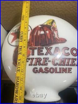 Awesome Texaco Fire Chief Gas Globe Light Pump Milk glass gasoline automobile