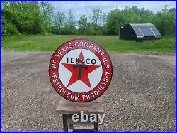 Big Texaco Petroleum Gasoline Sign Porcelain Gas Station Dealer Pump
