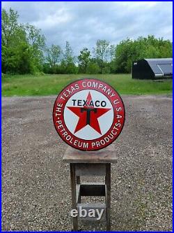 Big Texaco Petroleum Gasoline Sign Porcelain Gas Station Dealer Pump