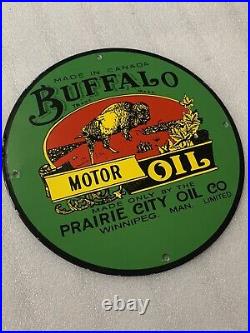 Buffalo Motor Oil Gasoline Porcelain Enamel Sign Oil Gas Pump Plate