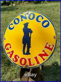 CONOCO GASOLINE sign porcelain enamel motor oils gas pump vintage gasoline