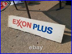 C. 1960s Original Exxon Plus Gas Station Sign Metal Pump Topper Oil Mobile Texaco