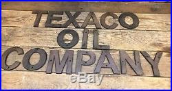 Cast Iron Texaco Oil Company Sign Gas Pump Visible Oil Can Standard Fry Pump