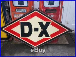 DX porcelain gas sign in original bracket, gas oil sign, Tokheim gas pump, Texaco