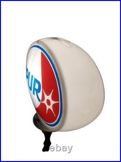 Double Sided SPUR Gas Pump Glass Globe Mobile Sunoco Gulf Texaco Indian