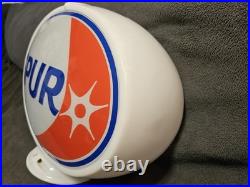 Double Sided SPUR Gas Pump Glass Globe Mobile Sunoco Gulf Texaco Indian