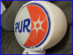Double Sided SPUR Gas Pump Glass Globe Mobile Sunoco Gulf Texaco Indian