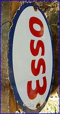 ESSO GASOLINE porcelain 12 sign oils gas pump plate vintage lubster oil