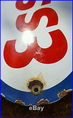 ESSO GASOLINE porcelain 12 sign oils gas pump plate vintage lubster oil