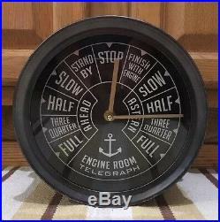 Engine Room Telegraph Wall Clock Decor Metal Boat Ship Vintage Style Beach Shore