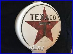 Extremely Rare Etched Milk glass Chimney Texaco Gas Pump Globe Original Paint