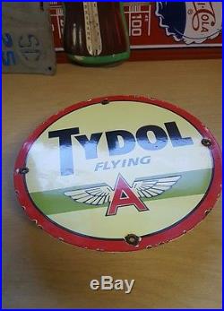 FLYING A TYDOL GASOLINE sign porcelain oil gas pump vintage lubster display