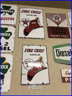 Fire Chief Texaco Gas Pump Signs Collection 2- Signs Rare Small Sign