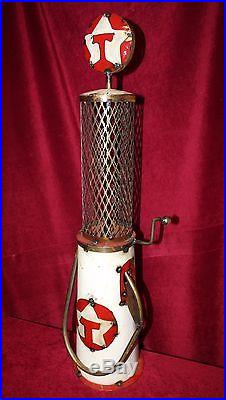Folk Art Tin Gas Pump Display Texaco