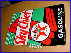 GREAT SHAPE 1947 Vintage TEXACO SKY CHIEF Old Gas Pump Porcelain Sign