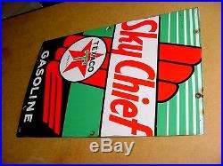 GREAT SHAPE 1947 Vintage TEXACO SKY CHIEF Old Gas Pump Porcelain Sign