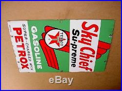 GREAT SHAPE 1960 Vintage TEXACO SKY CHIEF SUPREME Old Gas Pump Porcelain Sign