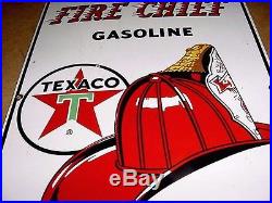 GREAT SHAPE 1963 Vintage TEXACO FIRE CHIEF Old Gas Pump Porcelain Sign