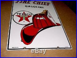 GREAT SHAPE 1963 Vintage TEXACO FIRE CHIEF Old Gas Pump Porcelain Sign
