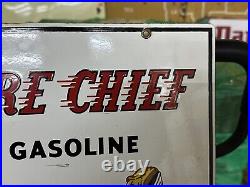 GUARANTEED ORIGINAL 1960 TEXACO FIRE CHIEF Pump Plate PORCELAIN Advertising OLD